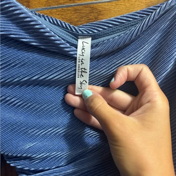 Blue One-Shoulder Dress - Picture 6 of 7